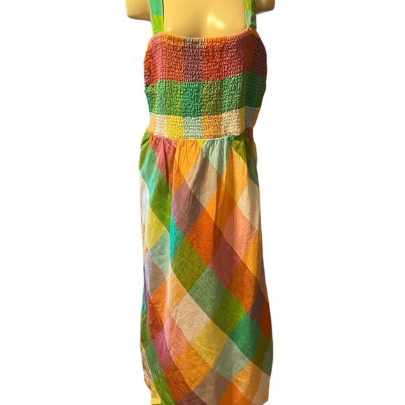 Orange and Yellow Sleeveless Sundress with Square Neck - Picture 2 of 12